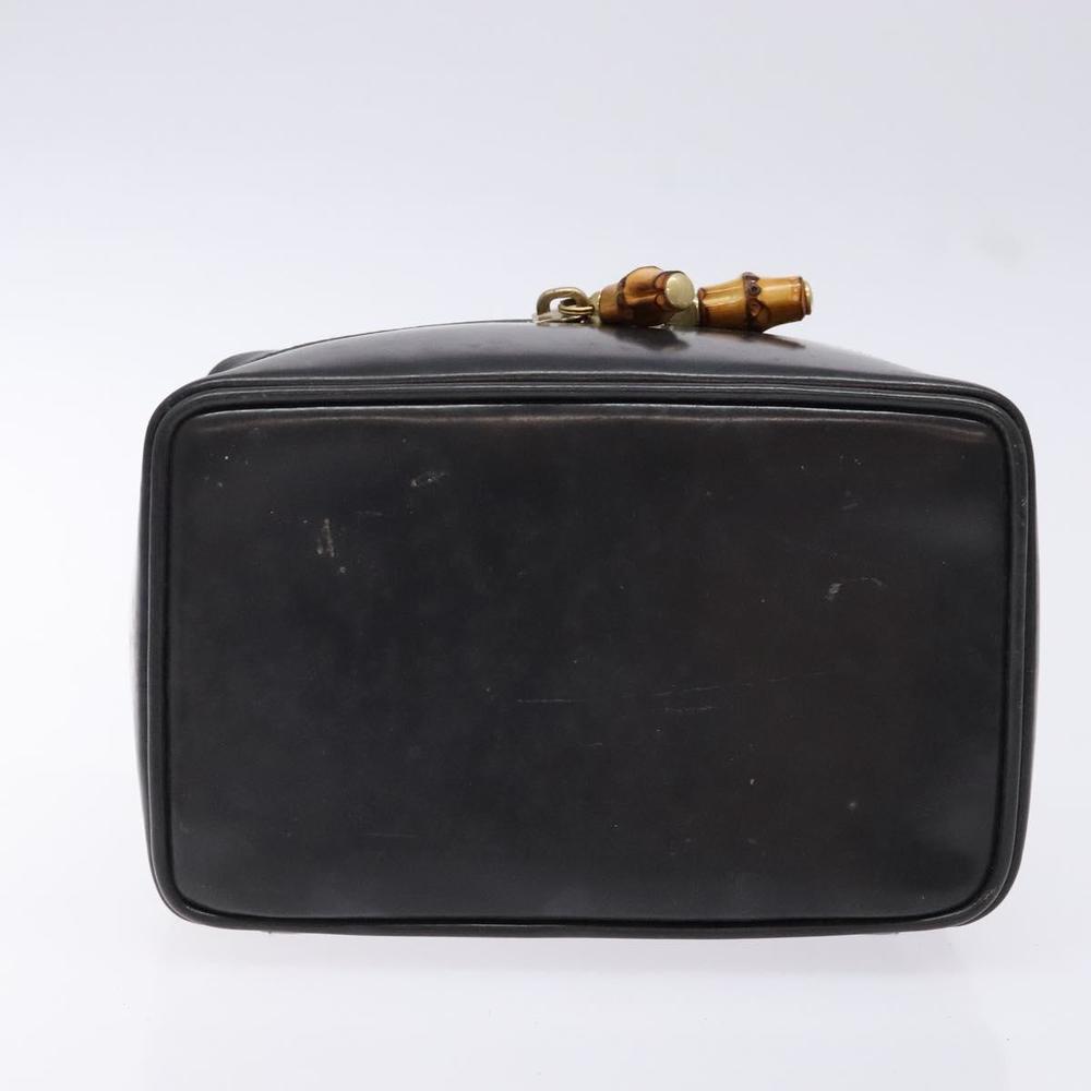 GUCCI Bamboo Vanity Hand Bag Patent leather Navy Gold 032 1705 0151 Auth 139591 - Picture 5 of 16